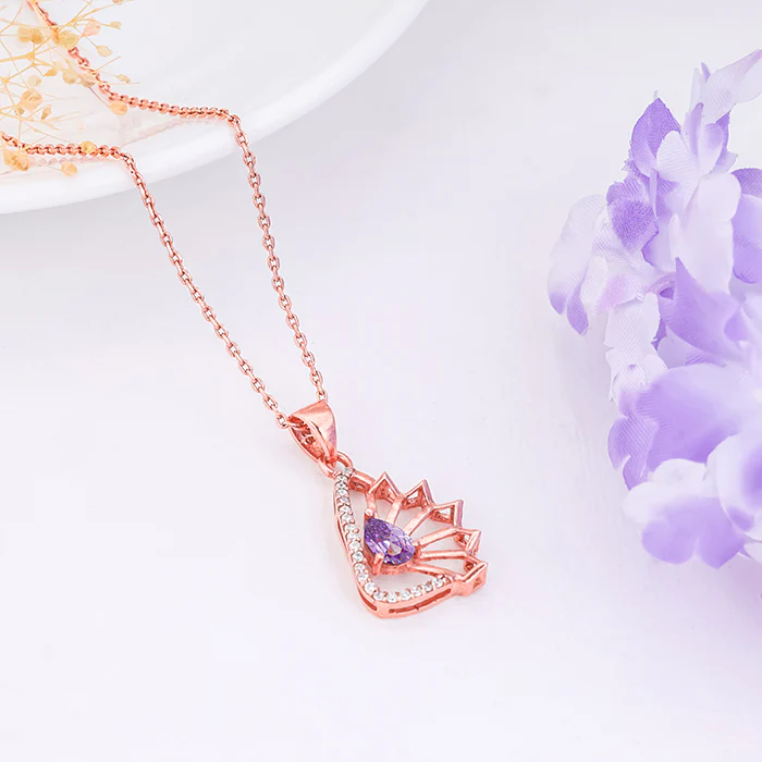 Rose Gold Notre Dame Pendant With Link Chain - Image 2