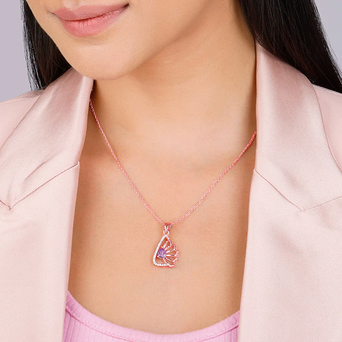 Rose Gold Notre Dame Pendant With Link Chain - Image 3