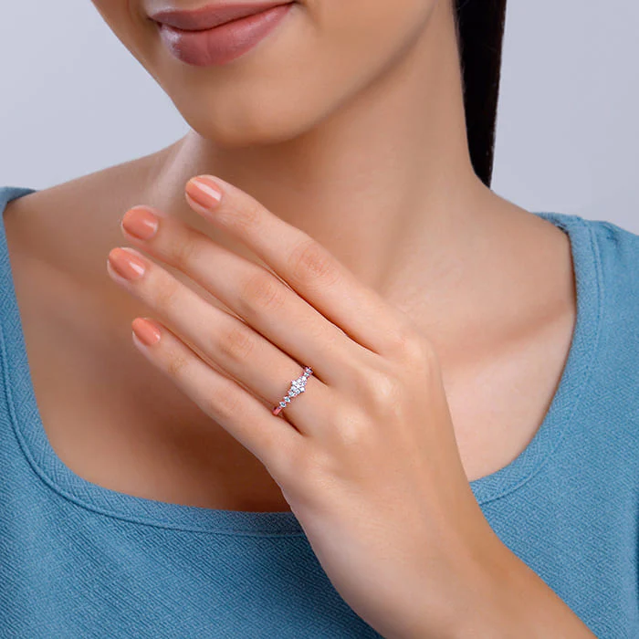 Rose Gold Oleander Floral Ring - Image 3