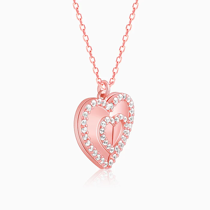 Rose Gold One Heart Pendant With Link Chain - Image 6