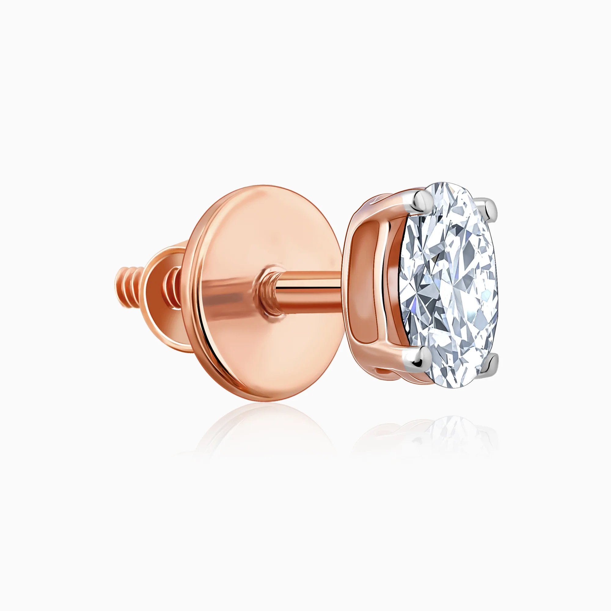 Rose Gold Ovaline Lab Grown Diamond Stud Earrings - Image 4