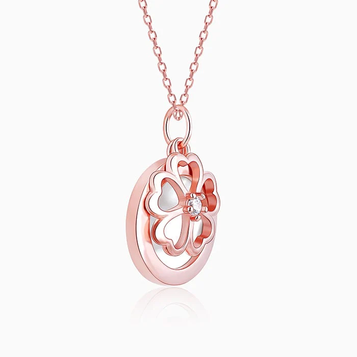 Rose Gold Pea Flower Pendant with Link Chain - Image 4