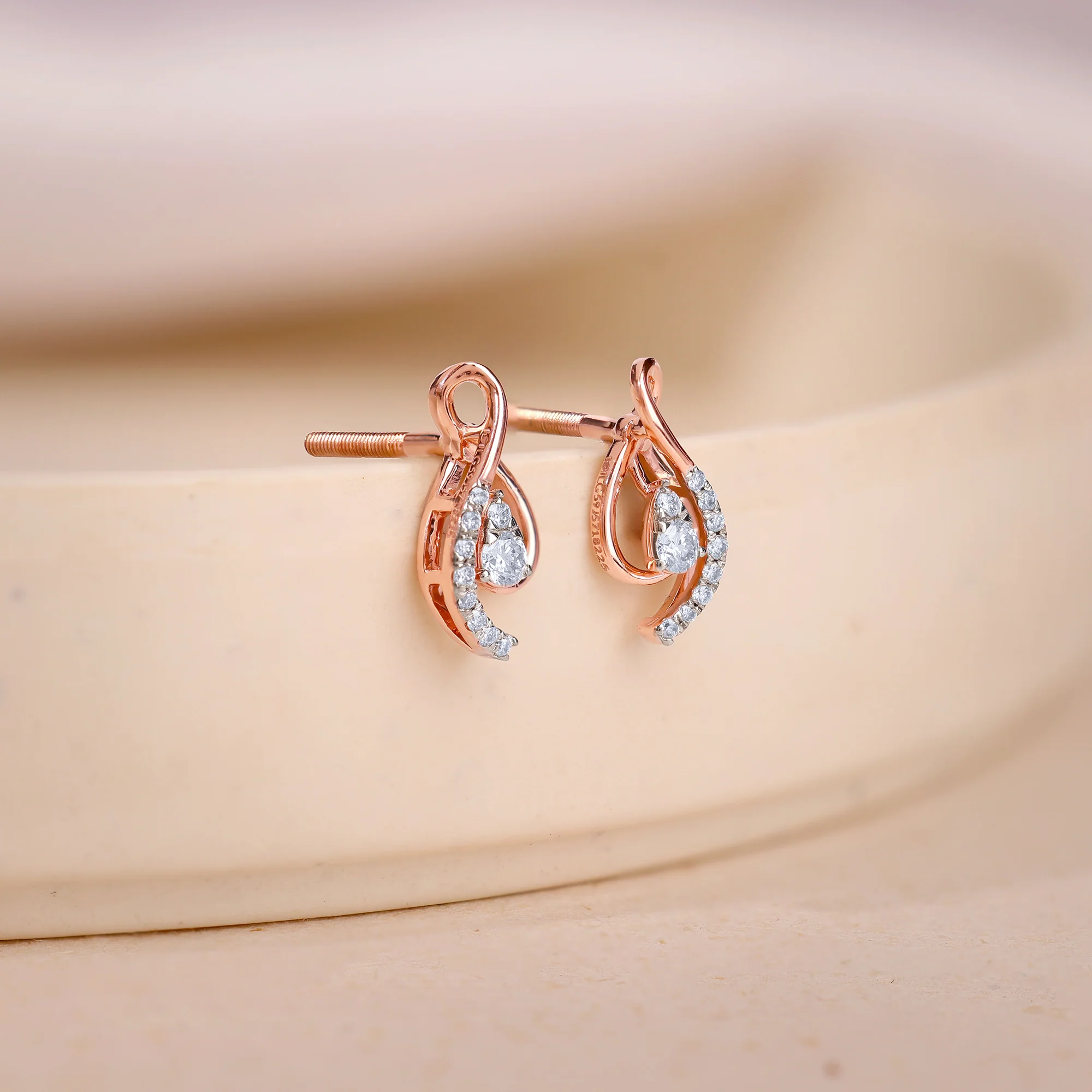 Rose Gold Pear Drop Lab Grown Diamond Earrings - Image 2