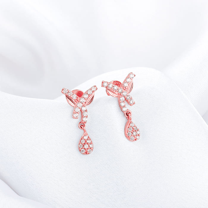 Rose Gold  Pear Drops Earrings - Image 2