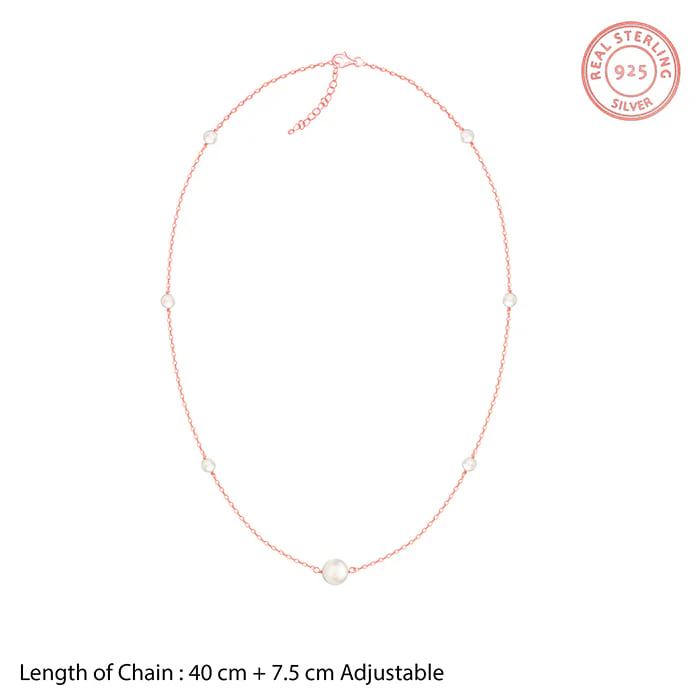 Rose Gold Pearl Beaded Necklace - Image 4