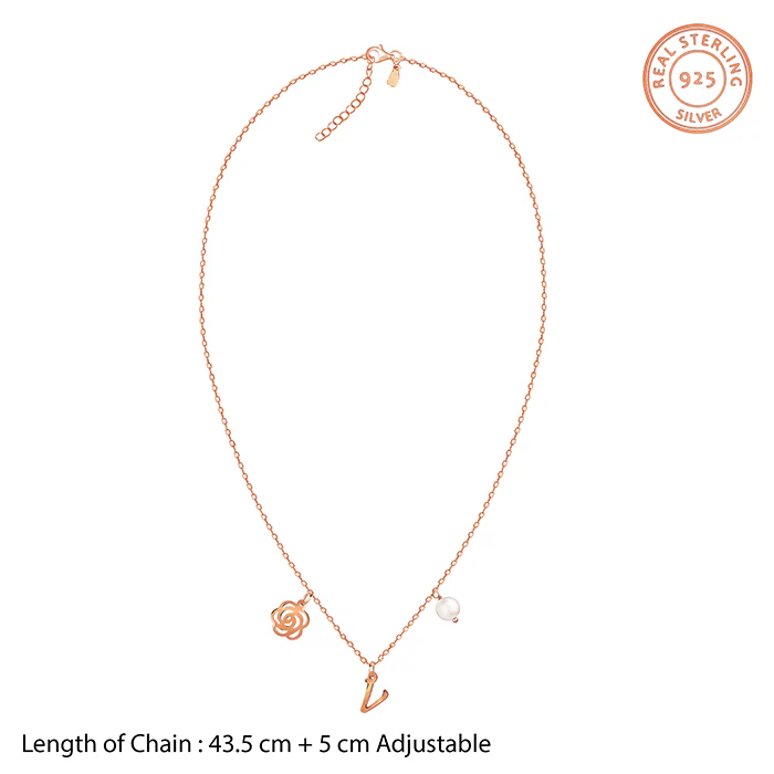 Rose Gold Pearl Rosey Personalised Necklace - Image 6