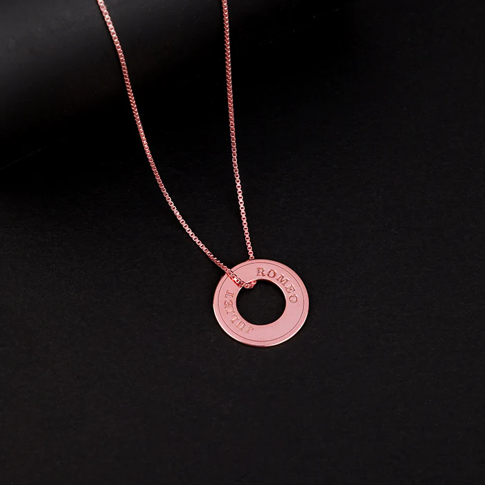Rose Gold Personalised Circular Pendant For Him - Image 2