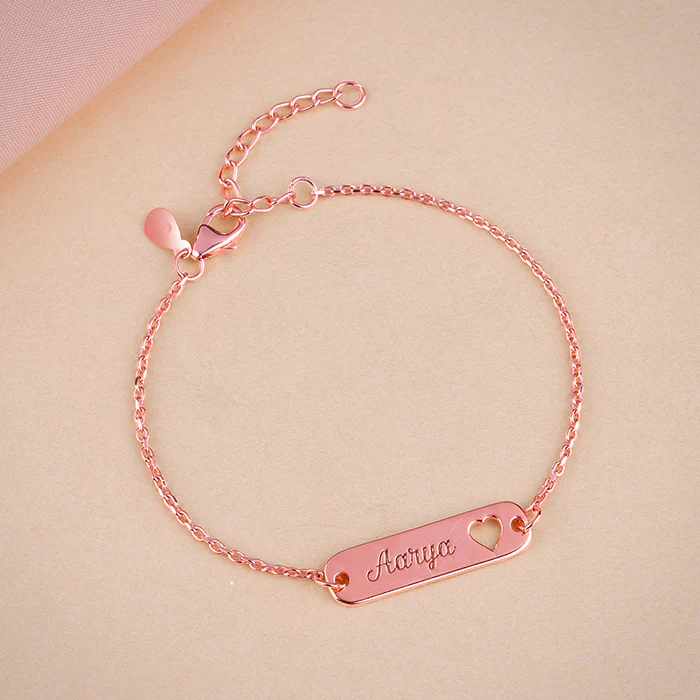 Rose Gold Personalised Cosy Heart Bracelet - Image 2