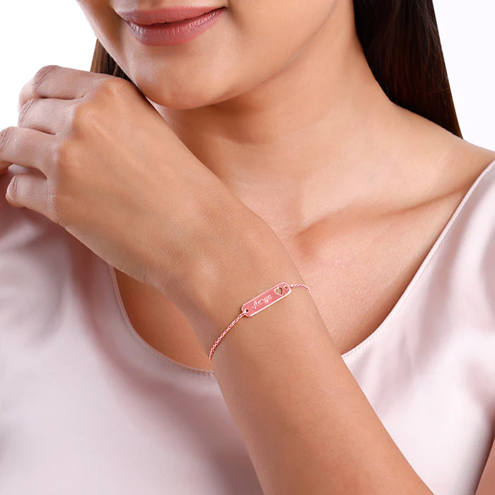 Rose Gold Personalised Cosy Heart Bracelet - Image 3