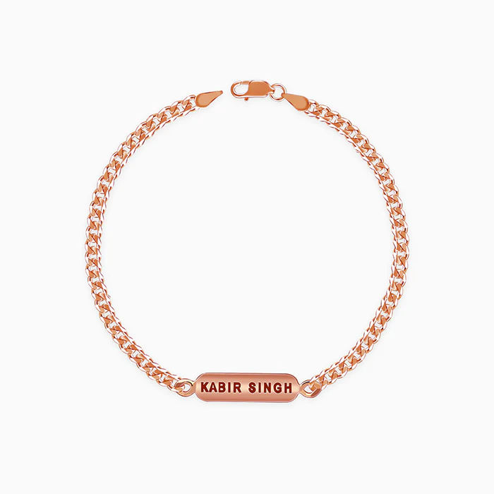 Rose Gold Personalised Cuban Bracelet for Him - Image 2