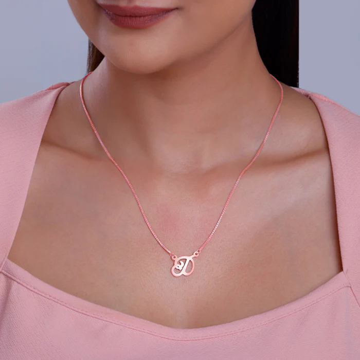 Rose Gold Personalised Cursive Initial Necklace - Image 3
