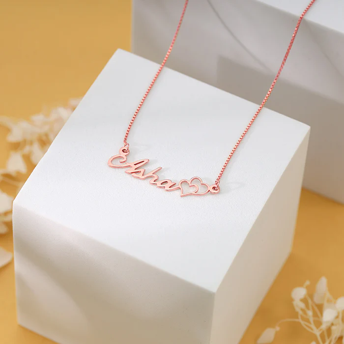 Rose Gold Personalised Dual Heart Necklace - Image 2