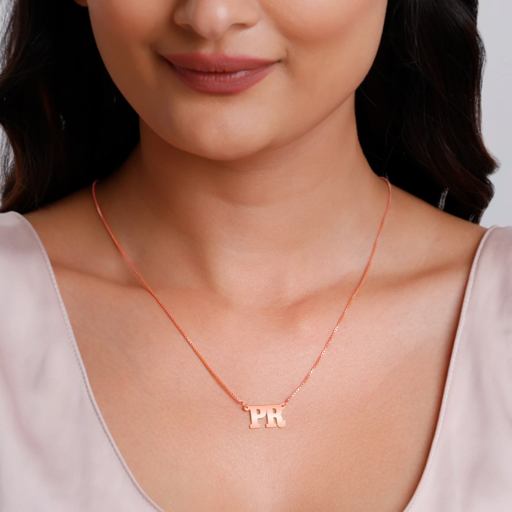 Rose Gold Personalised Dual Initial Necklace - Image 4