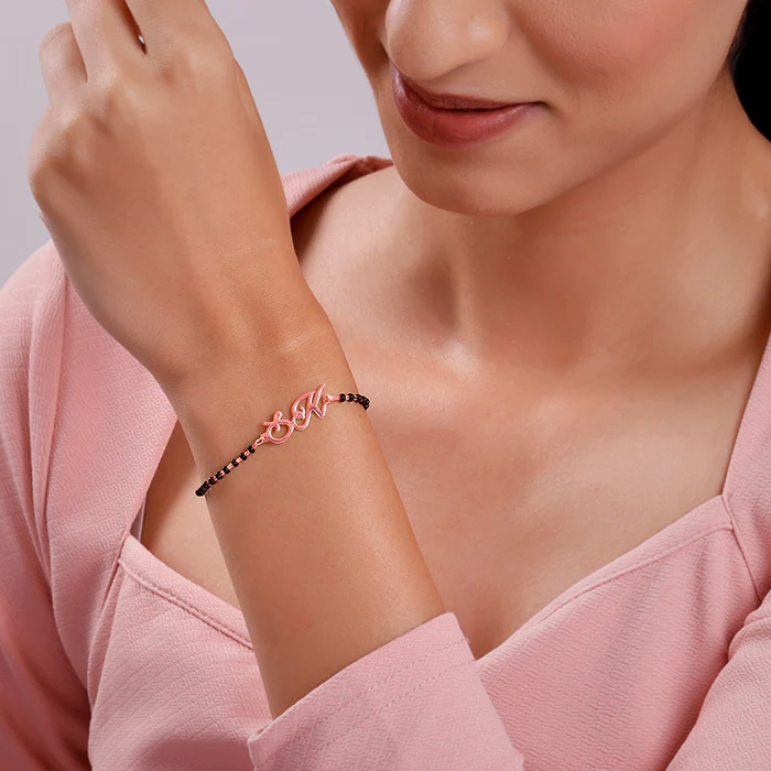 Rose Gold Personalised Eternal Initial Mangalsutra Bracelet - Image 3