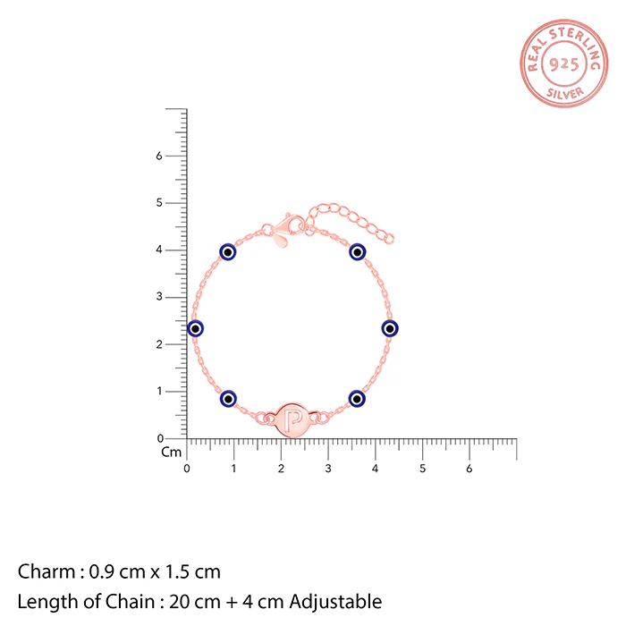 Rose Gold Personalised Evil Eye Initial Bracelet - Image 5
