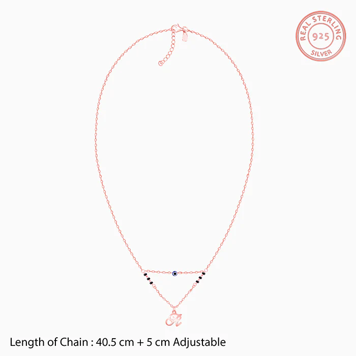 Rose Gold Personalised Evil Eye Mangalsutra Necklace - Image 5