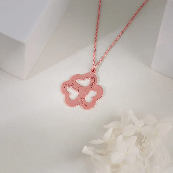 Rose Gold Personalised Floral Love Name Necklace - Image 3