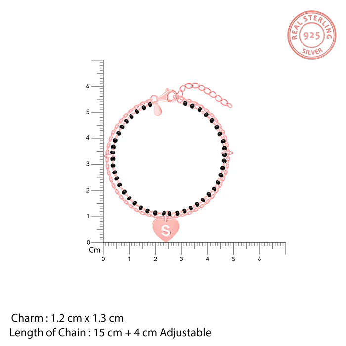 Rose Gold Personalised Heartfelt Initial Mangalsutra Bracelet - Image 4