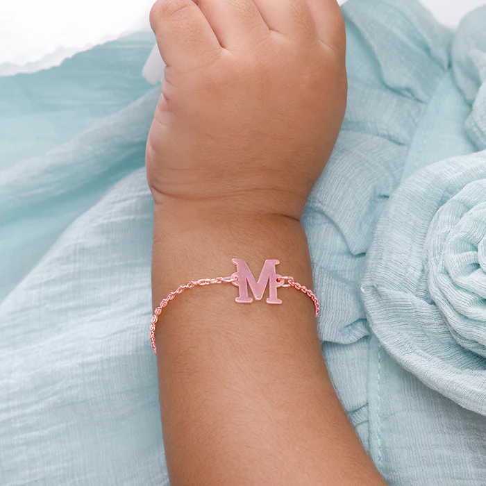 Rose Gold Personalised Initial Kids Bracelet (0 - 2 Years) - Image 3