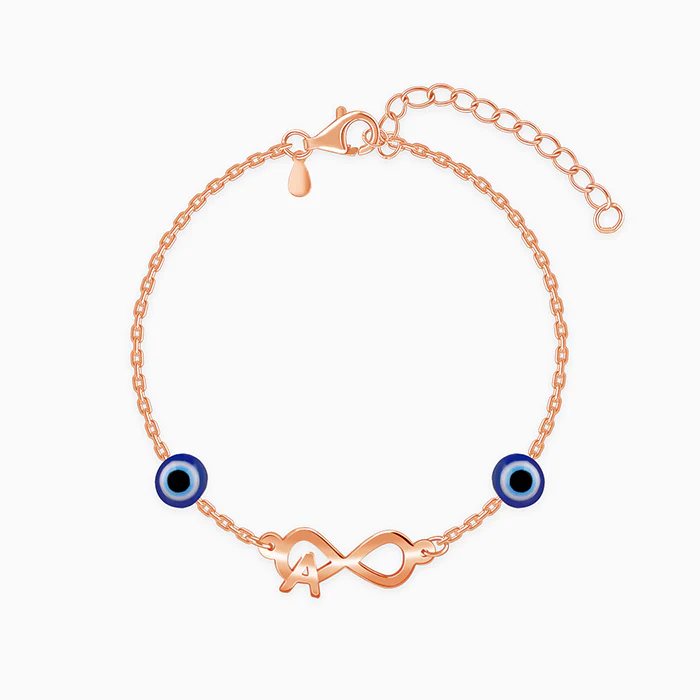 Rose Gold Personalised Initial Nazar Bracelet - Image 2