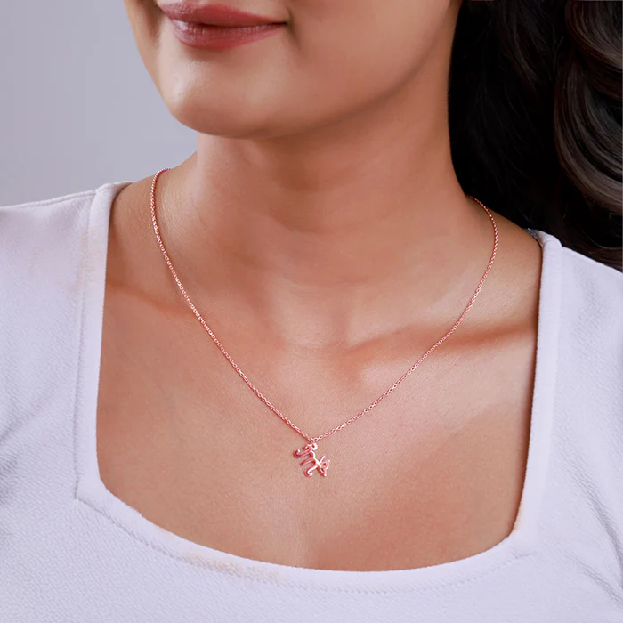 Rose Gold Personalised Initial Wings Pendant - Image 3
