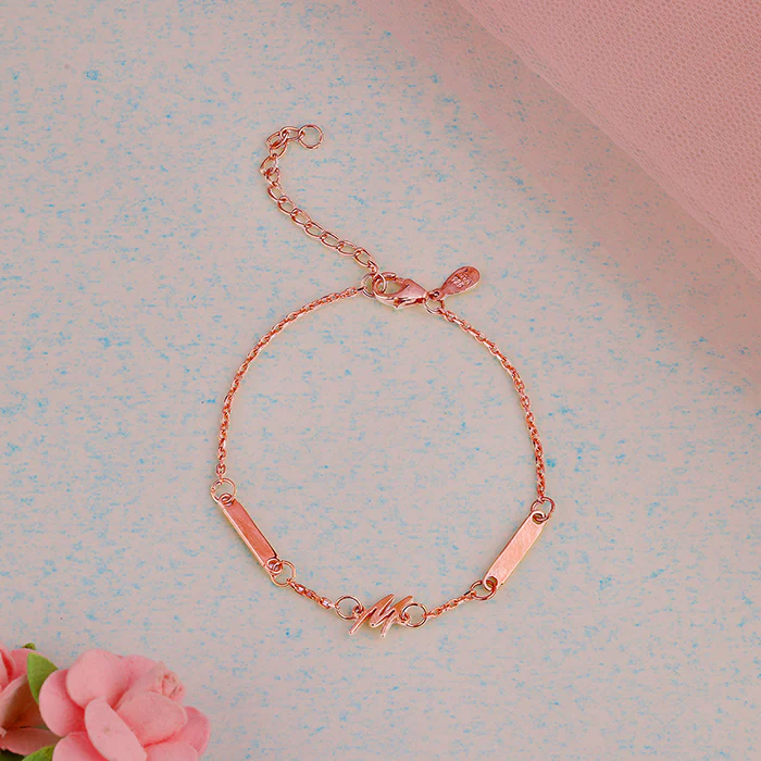 Rose Gold Personalised Letter Charm Bracelet - Image 2