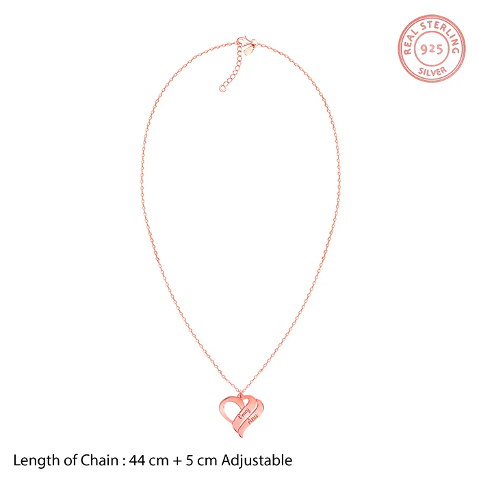 Rose Gold Personalised Name Heart Duo Pendant With Link Chain - Image 6