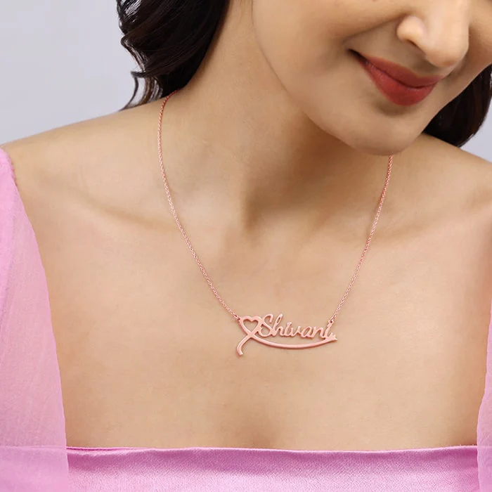 Rose Gold Personalised Name Heart Necklace - Image 4