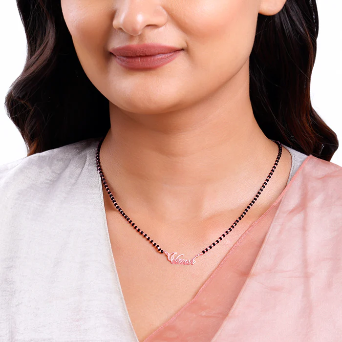 Rose Gold Personalised Name Mangalsutra - Image 3