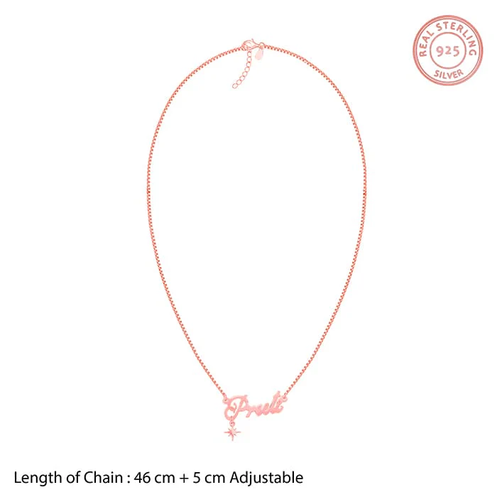 Rose Gold Personalised Name Star Charm Necklace - Image 5
