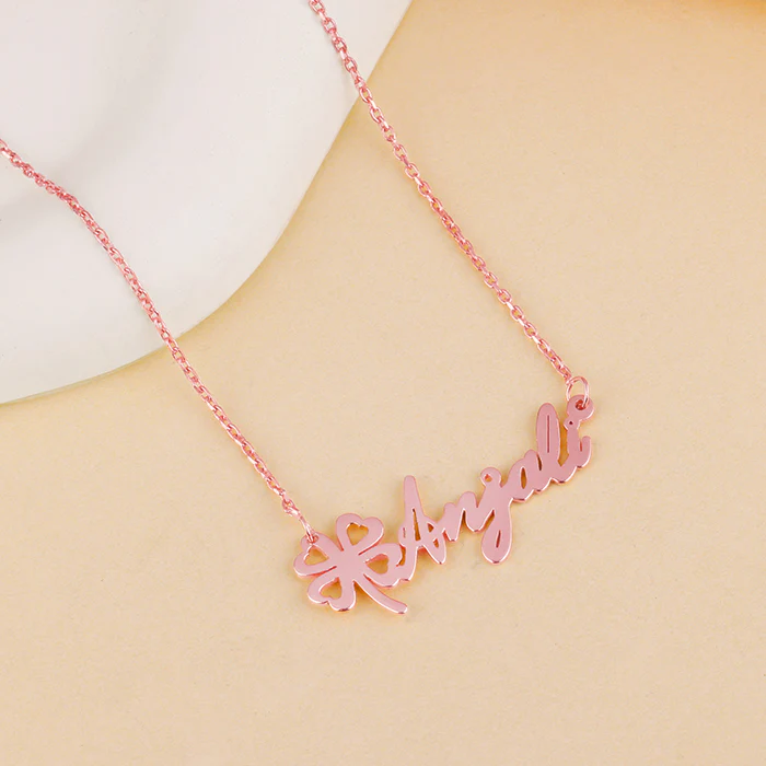 Rose Gold Personalised Serendipity Clover Necklace - Image 2