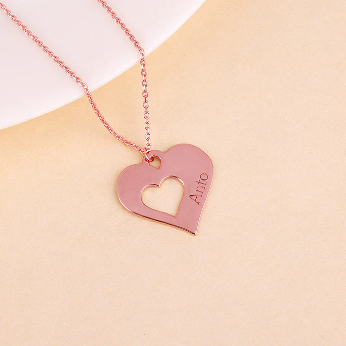 Rose Gold Personalised Shy Heart Pendant - Image 2