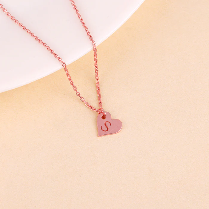 Rose Gold Personalised Shy Heart Pendant - Image 3