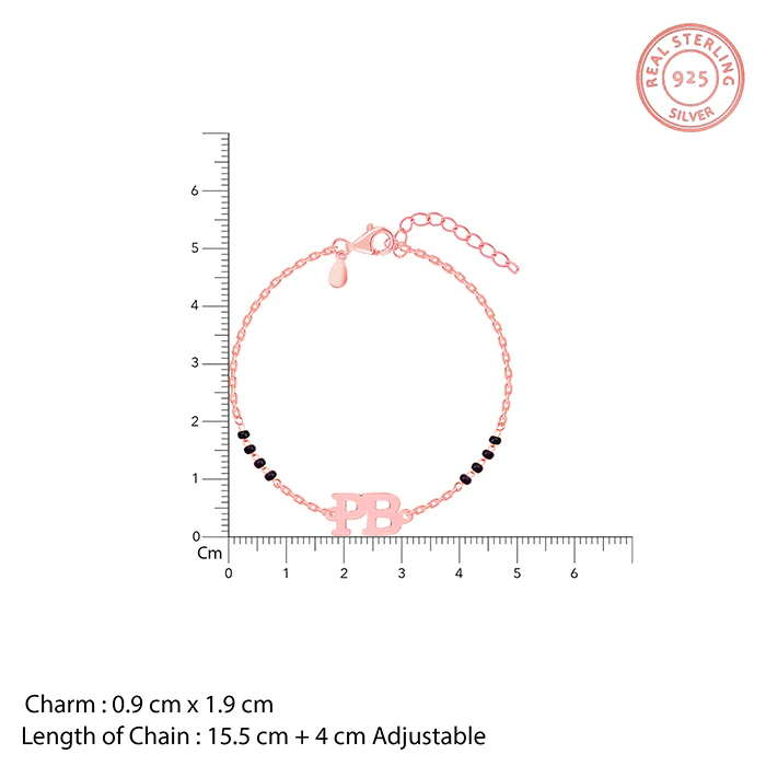 Rose Gold Personalised Signature Initial Mangalsutra Bracelet - Image 4