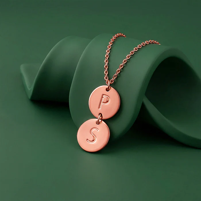 Rose Gold Personalised The Pair Initial Necklace - Image 3