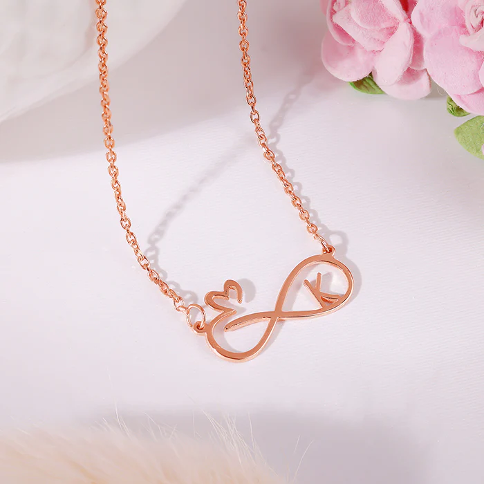 Rose Gold Personalised To Infinity Necklace - Image 3