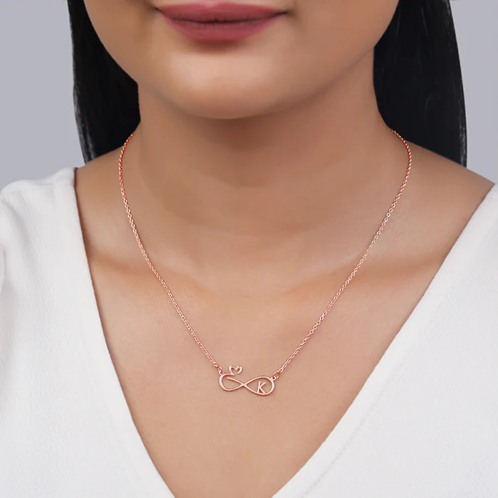 Rose Gold Personalised To Infinity Necklace - Image 4