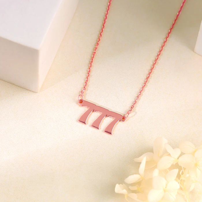 Rose Gold Personalised Triple Numeric Necklace - Image 3
