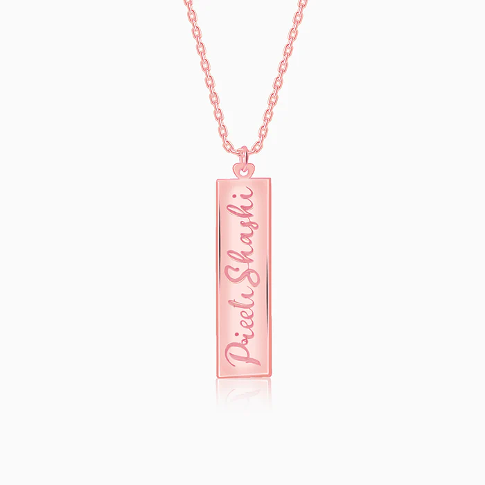 Rose Gold Personalised Two-Name Bar Pendant - Image 2