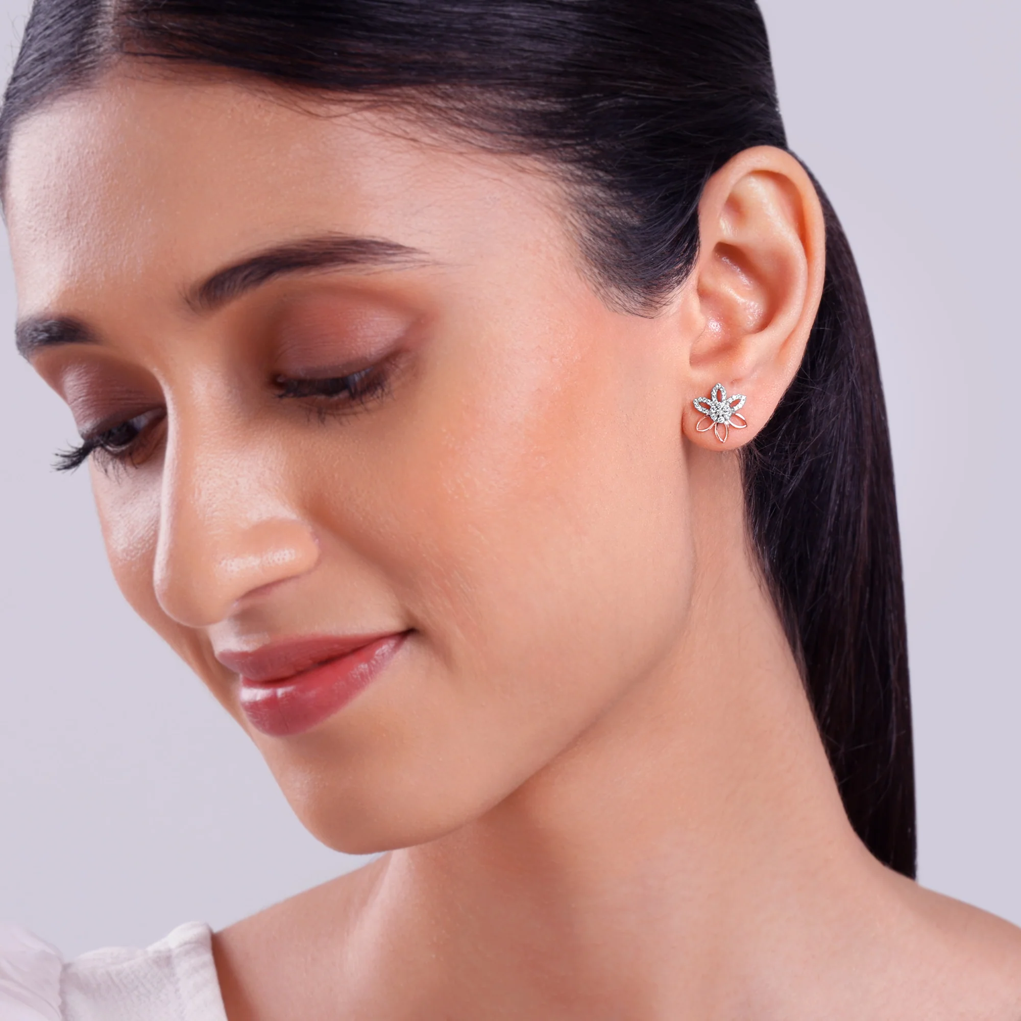 Rose Gold Petal Axis Lab Grown Diamond Studs - Image 3