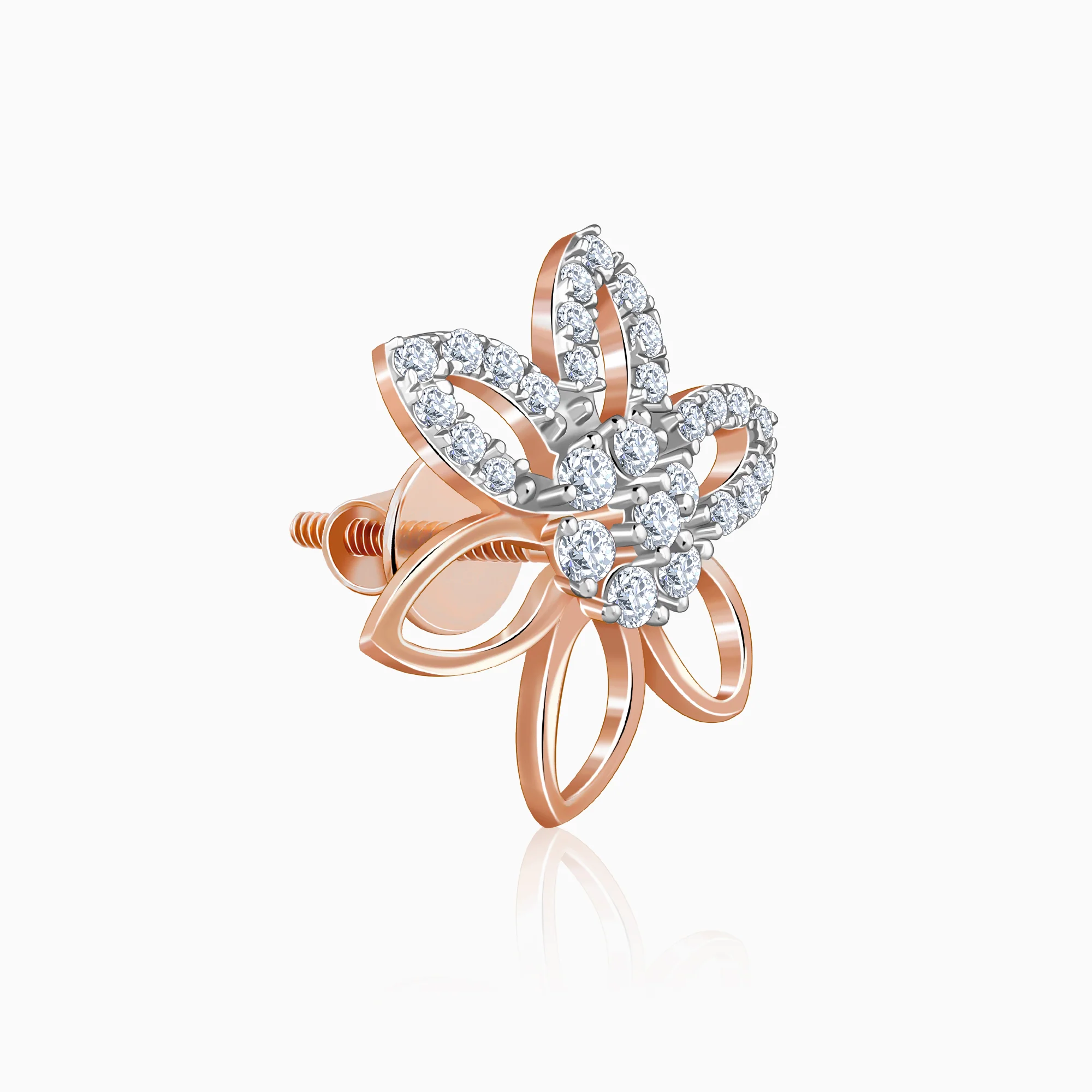 Rose Gold Petal Axis Lab Grown Diamond Studs - Image 4