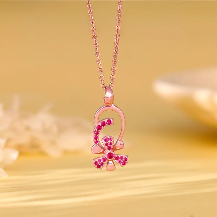 Rose Gold Pink Musli Spin Pendant With Link Chain - Image 2