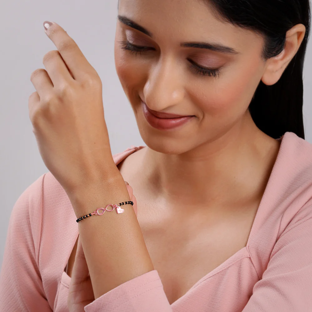 Rose Gold Personalised Infinity Love Mangalsutra Bracelet - Image 3