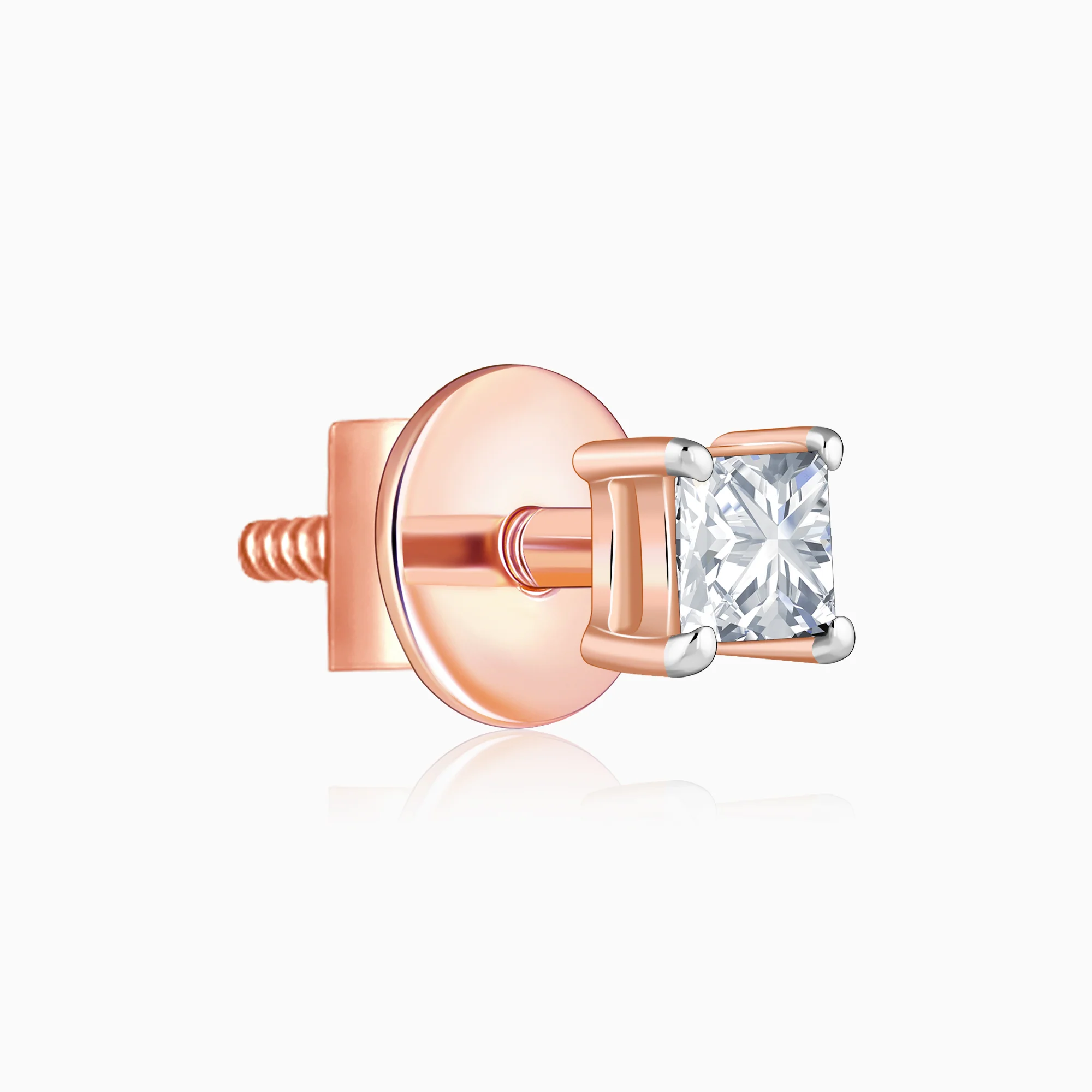 Rose Gold Pretty Solitaire Lab Grown Diamond Studs - Image 4