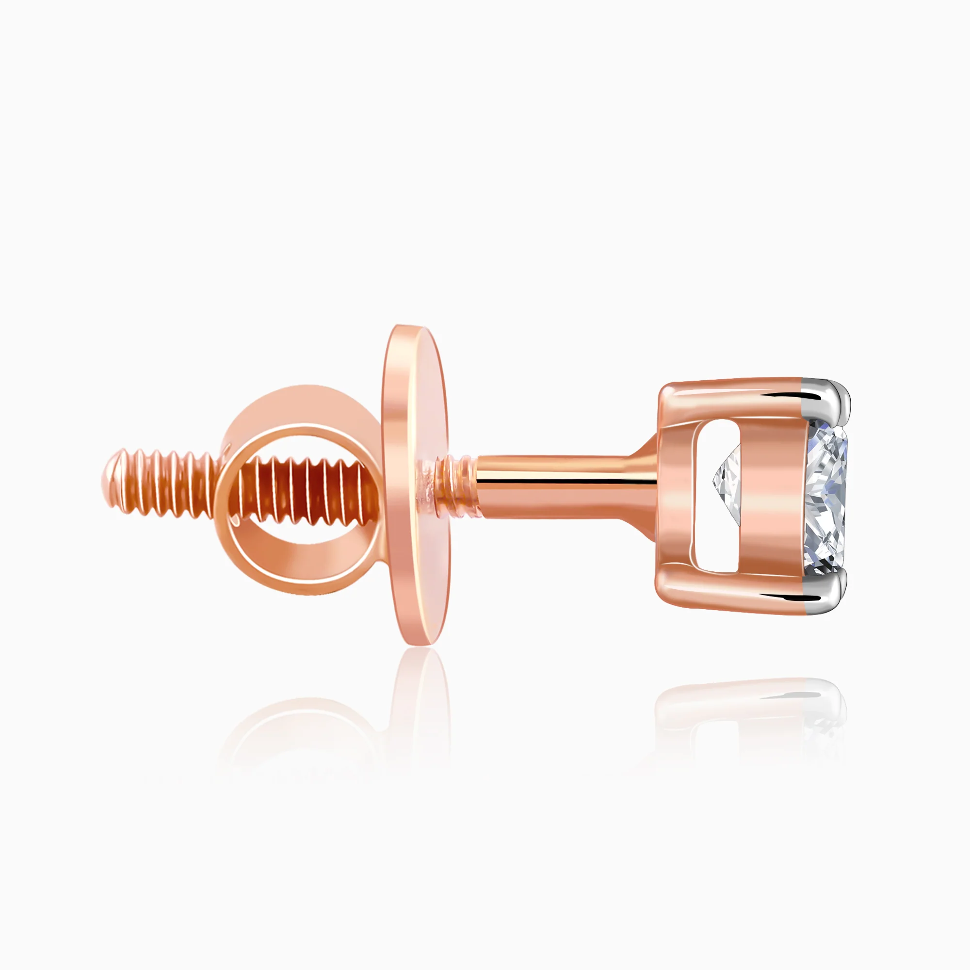 Rose Gold Pretty Solitaire Lab Grown Diamond Studs - Image 5