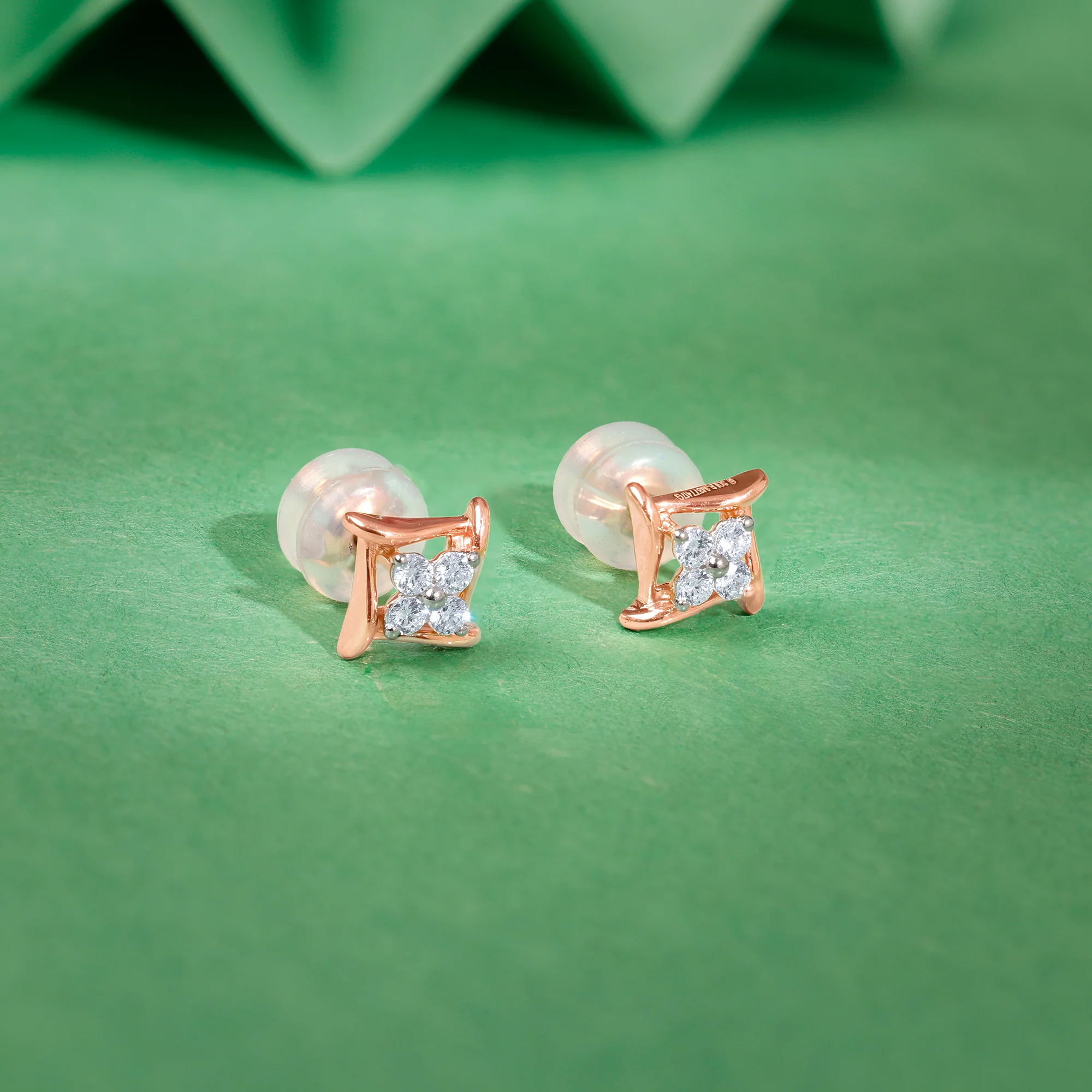 Rose Gold Princes Lab Grown Diamond Stud Earrings - Image 2