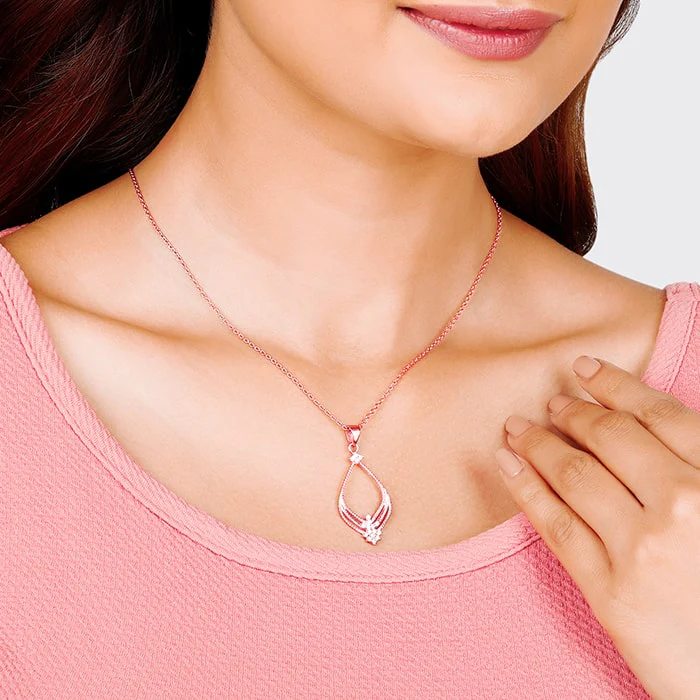 Rose Gold Princess Pendant With Link Chain - Image 3