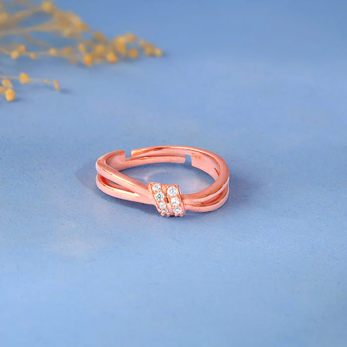 Rose Gold Promise Knot Ring - Image 2