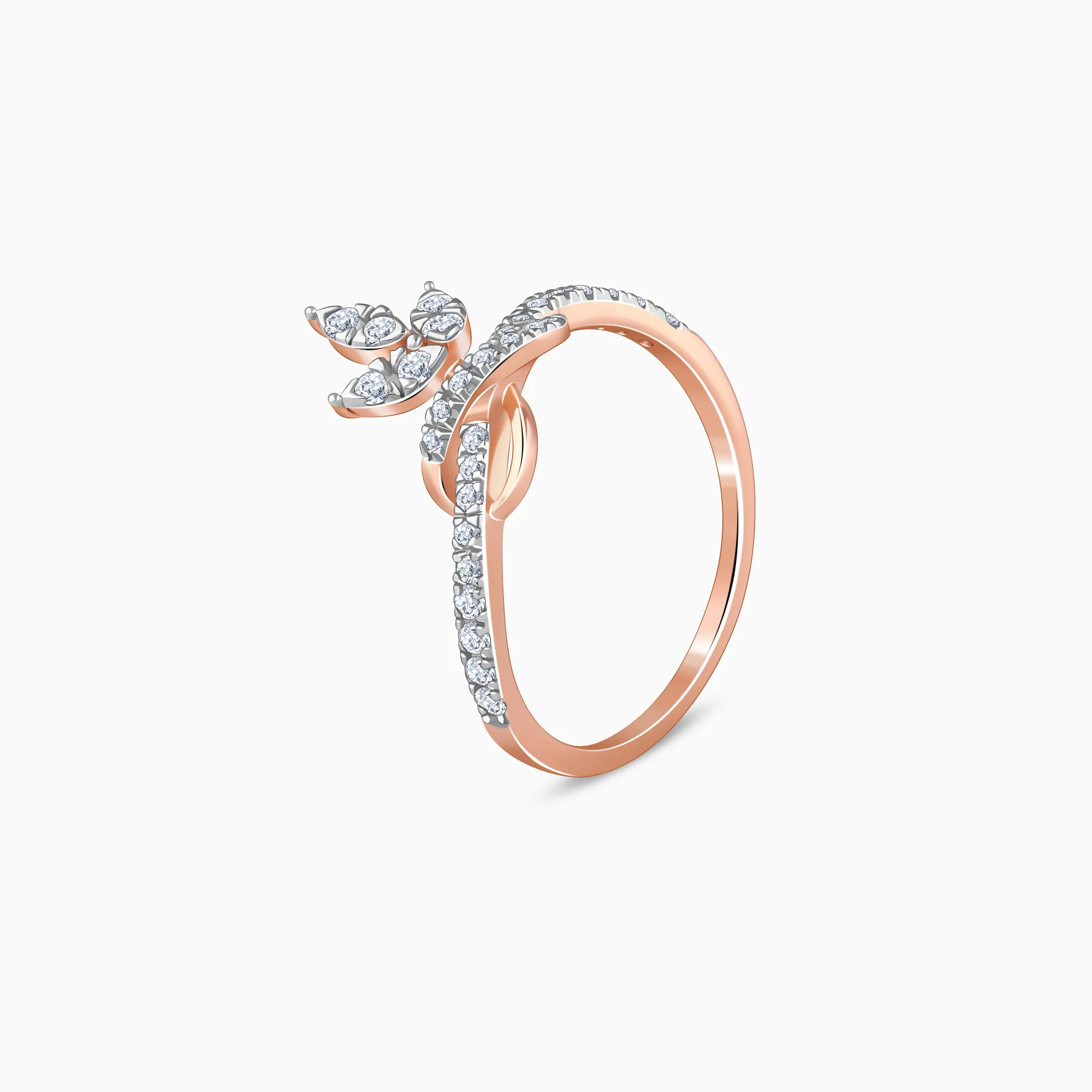 Rose Gold Pure Leaf Lab Grown Diamond Ring - Image 4