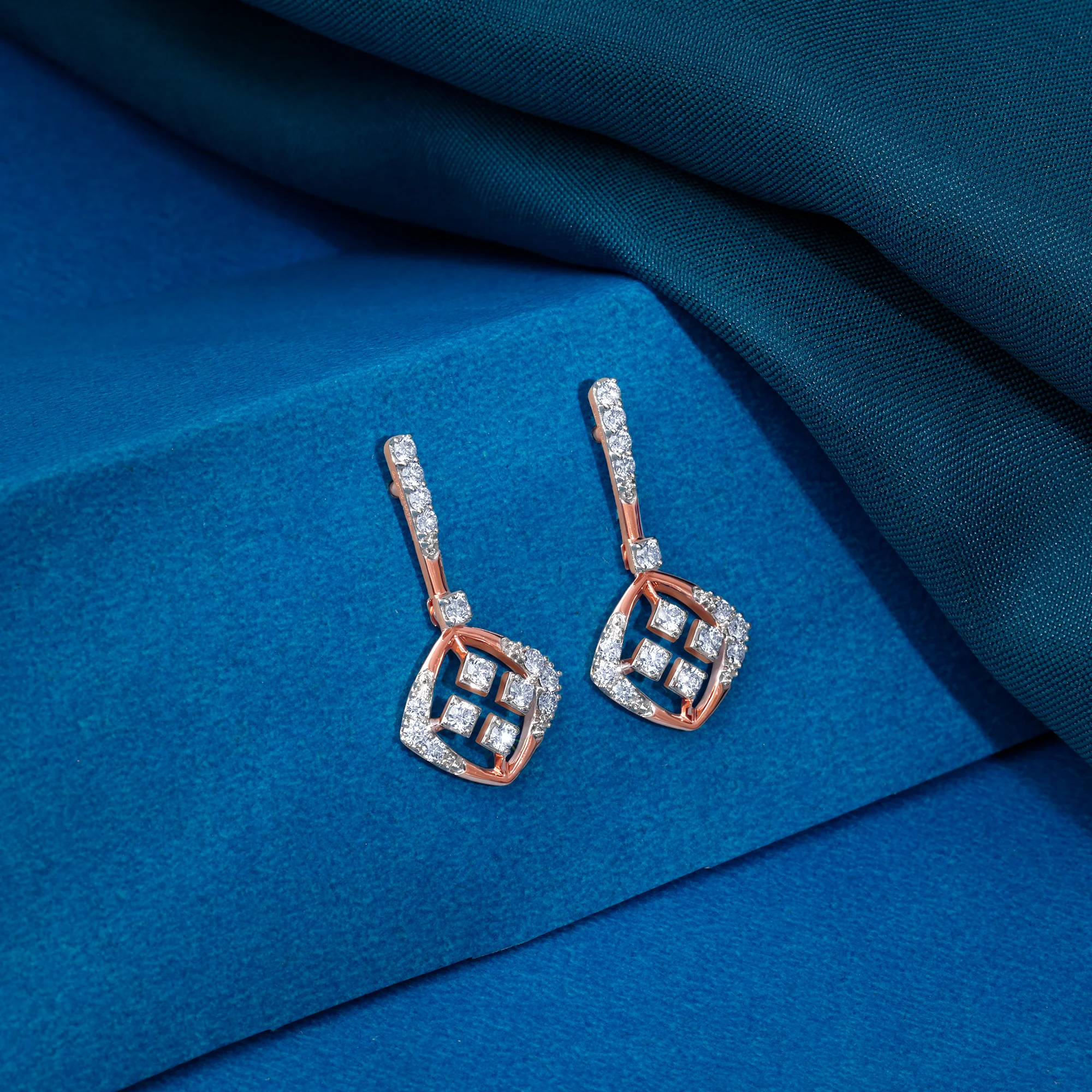 Rose Gold Quadra Muse Lab Grown Diamond Earrings - Image 2